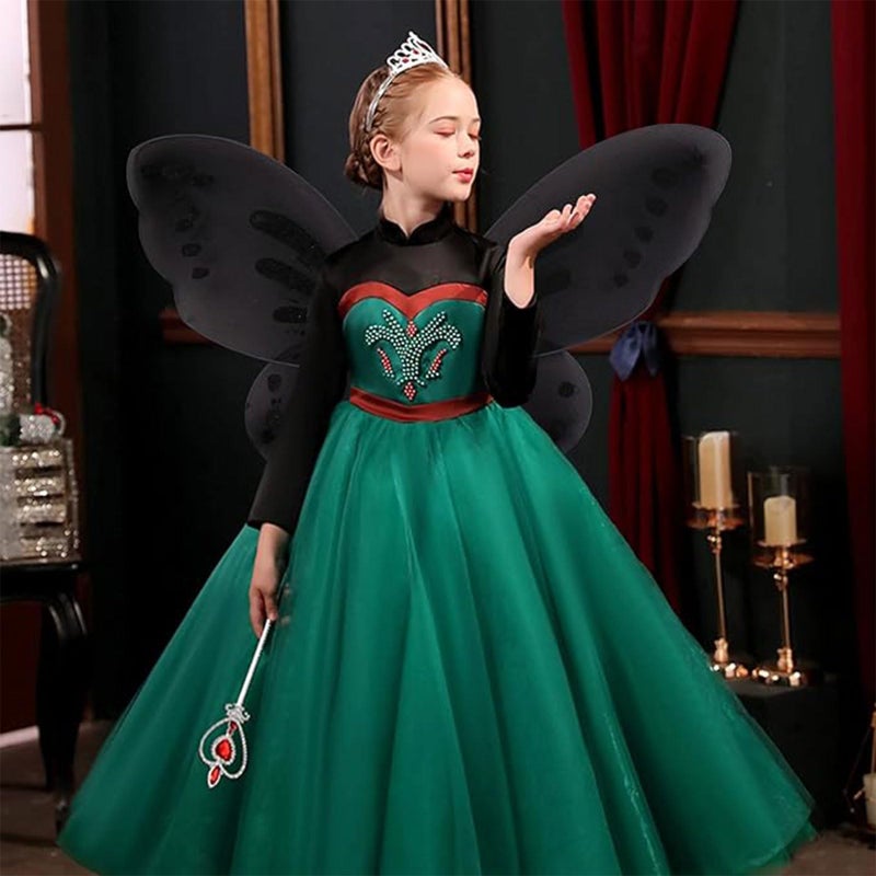 Dushi Fairy Wings Custume Princess Wings Glitter Dress Up Pretend Play Accessory for Halloween &Birthday Party (22."4W x 18.5" L) Black - Image 3